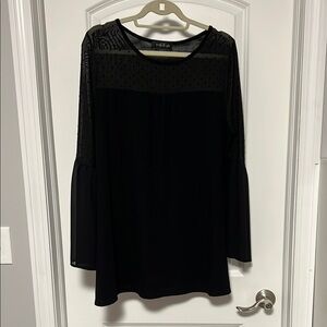 August Silk Black Top with Long Sleeves
